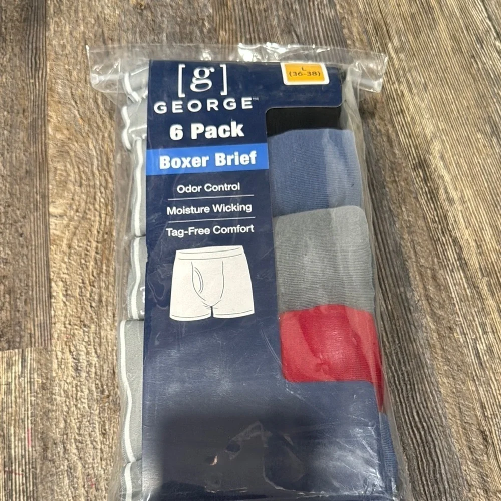 George Men's Boxer Briefs 6 Pack - Blue, Gray, Red